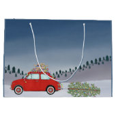 Fiat 500 auto met kerstboom groot cadeauzakje (Achterkant)