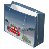 Fiat 500 auto met kerstboom groot cadeauzakje (Voorkant Gekanteld)