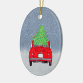 Fiat 500 auto met kerstboom Waterverf Keramisch Ornament (Links)