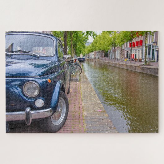 Fiat 500 auto op het kanaal, Amsterdam Legpuzzel (Horizontaal)