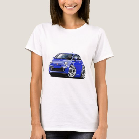 Fiat 500 Blue Car T-shirt (Voorkant)