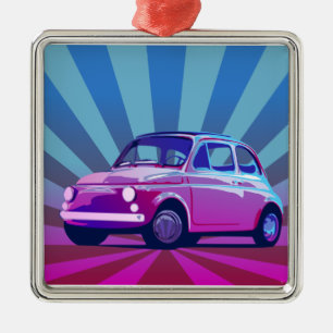 Fiat 500 Bonte Metalen Ornament