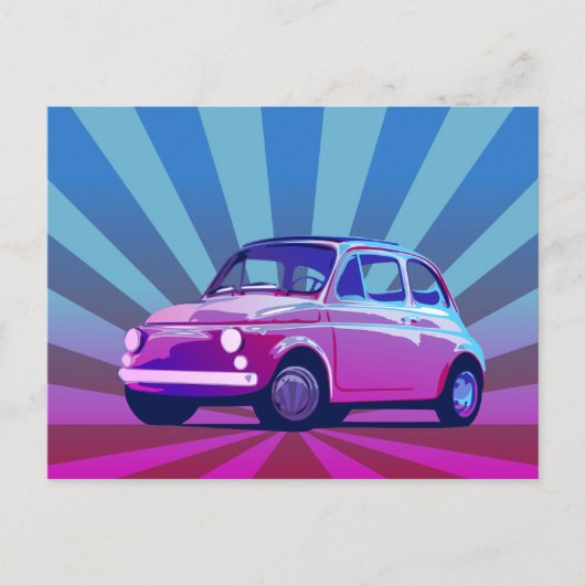 Fiat 500 Bunt Briefkaart (Voorkant)