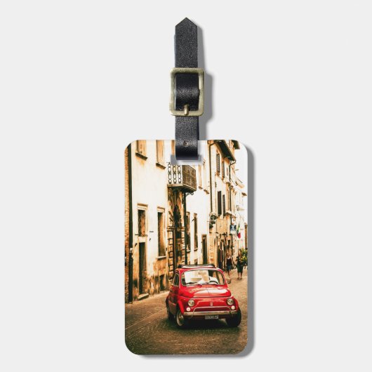 Fiat 500 Cinquecento in Italië. Bagagelabel (Voorkant verticaal)