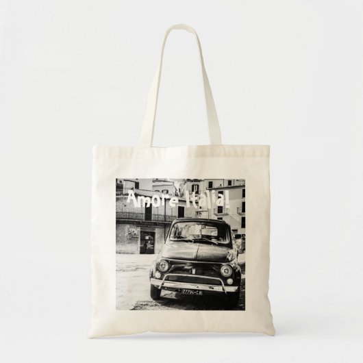Fiat 500, cinquecento in Italië, klassiek cadeau v Tote Bag (Voorkant)