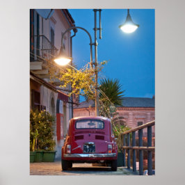 Fiat 500, cinquecento, 's nachts, Italië Poster