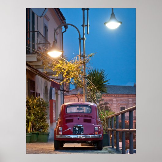 Fiat 500,  cinquecento, 's nachts, Italië Poster (Voorkant)