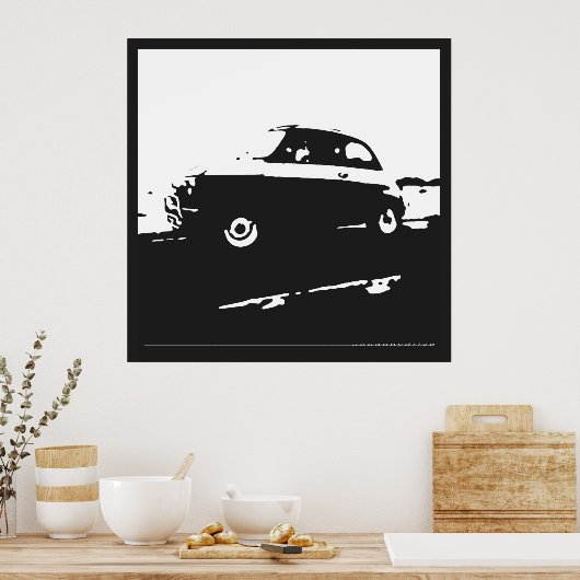 Fiat 500 classic - White on charcoal background Poster (Keuken)