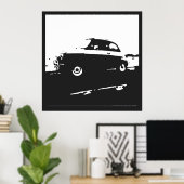 Fiat 500 classic - White on charcoal background Poster (Thuiskantoor)