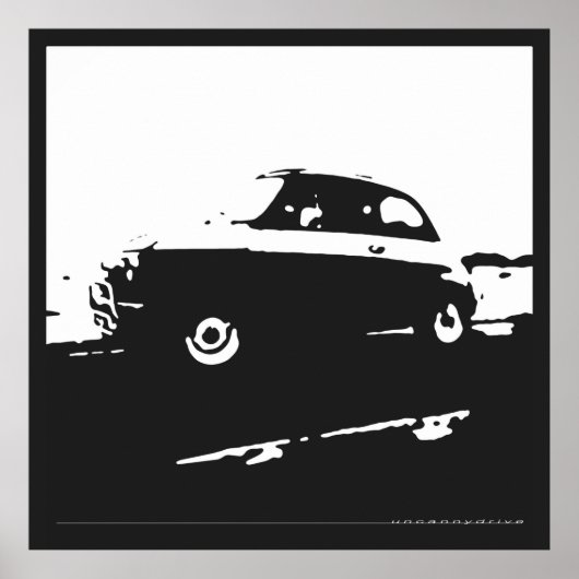 Fiat 500 classic - White on charcoal background Poster (Voorkant)