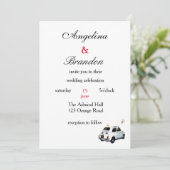 fiat 500 drive car bruiloft uitnodiging (Staand voorkant)