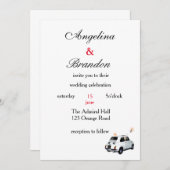 fiat 500 drive car bruiloft uitnodiging (Voorkant / Achterkant)