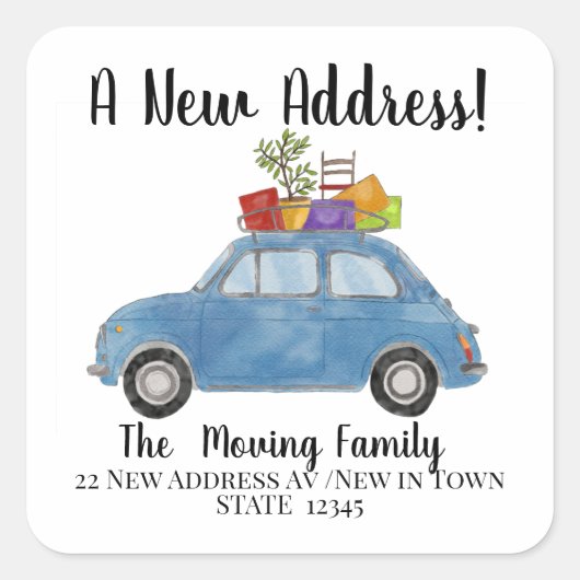  Fiat 500-envelop voor bewegend materiaal Vierkante Sticker (Voorkant)