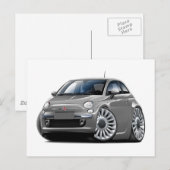 Fiat 500 grijze auto briefkaart (Voorkant / Achterkant)