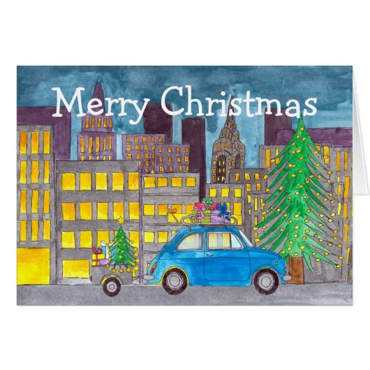 Fiat 500 in de stad (Voorkant Horizontaal)