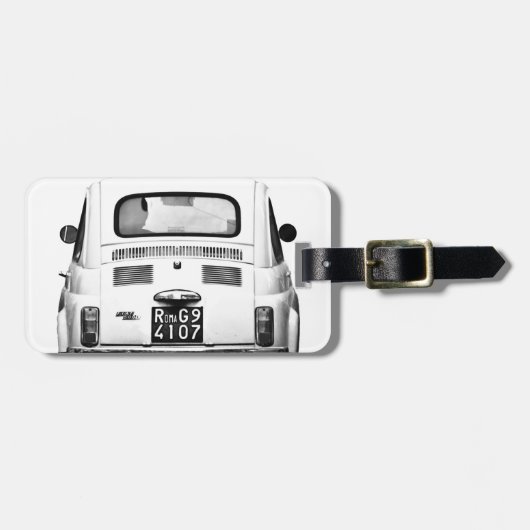 Fiat 500 in Rome, Italië. Bagagelabel (Voorkant horizontaal)