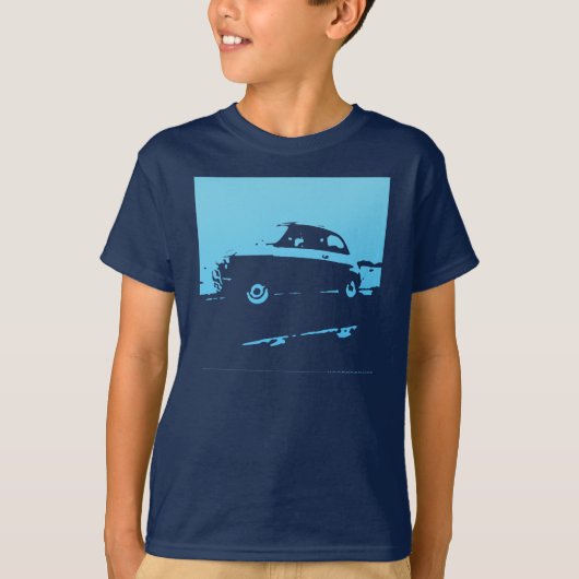Fiat 500 klassiek - Lichtblauw op donkere shirten T-shirt (Voorkant)