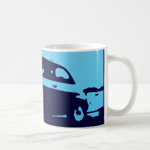 Fiat 500 klassiek - Lt blauw op mok met donkere bk