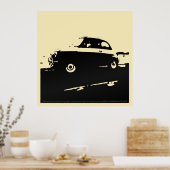 Fiat 500 klassiek - Zwart op lichtcrème poster (Keuken)