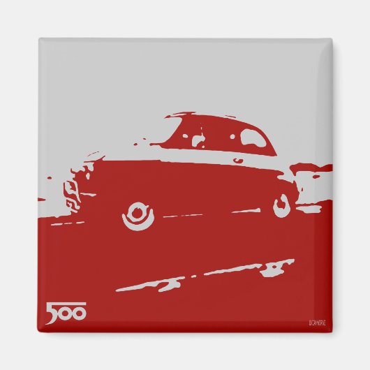 Fiat 500 klassieke magneet - Rood op licht (Voorkant)