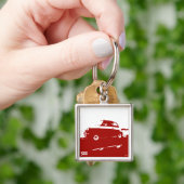 Fiat 500 klassieke sleutelhanger - rood op licht (Hand)