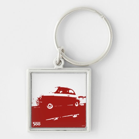 Fiat 500 klassieke sleutelhanger - rood op licht (Voorkant)