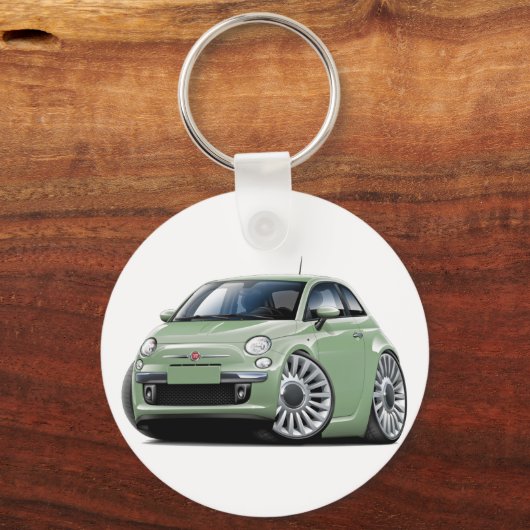 Fiat 500 Lt groene auto Sleutelhanger (Voorkant)