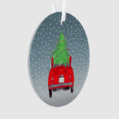 Fiat 500 met Kerstboom Aquarel Ornament (voorkant)