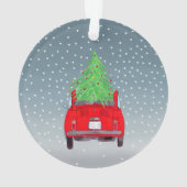 Fiat 500 met Kerstboom Aquarel Ornament (achterkant)