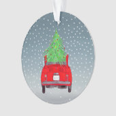 Fiat 500 met Kerstboom Aquarel Ornament (voorkant)