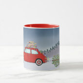 Fiat 500 met kerstboom Koffie Mok (Midden)