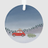 "Fiat 500 met kerstboom Waterverf Ornament (achterkant)