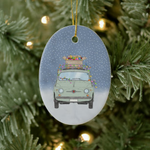 Fiat 500 met kerstcadeaus Keramisch Ornament