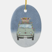 Fiat 500 met kerstcadeaus Keramisch Ornament (Voorkant)