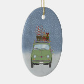 Fiat 500 met kerstcadeaus Keramische Kerstbal Keramisch Ornament (Rechts)