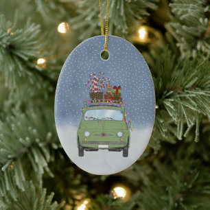 Fiat 500 met kerstcadeaus Keramische Kerstbal Keramisch Ornament