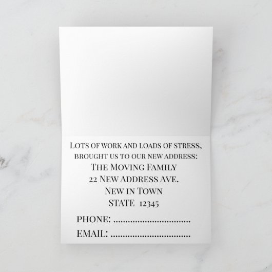 Fiat 500 met spullen Nieuwe adreskaart Aankondiging (Binnen)