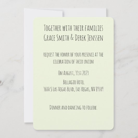 Fiat 500 Paar in auto bruiloft uitnodiging (Achterkant)