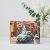 Fiat 500 plezier briefkaart (Staand voorkant)