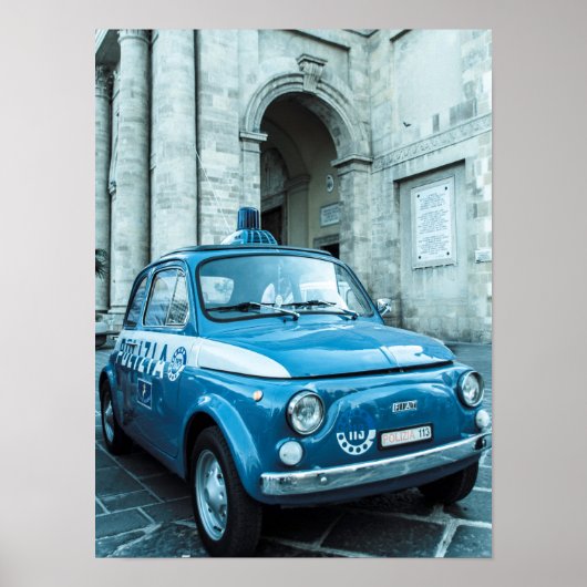 Fiat 500 Politieauto-Poster Cinquecento in Italië Poster (Voorkant)