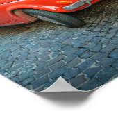 Fiat 500, rood, klassieke Italiaanse auto in Itali Poster (Hoek)