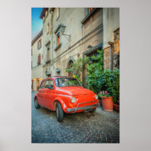 Fiat 500, rood, klassieke Italiaanse auto in Itali