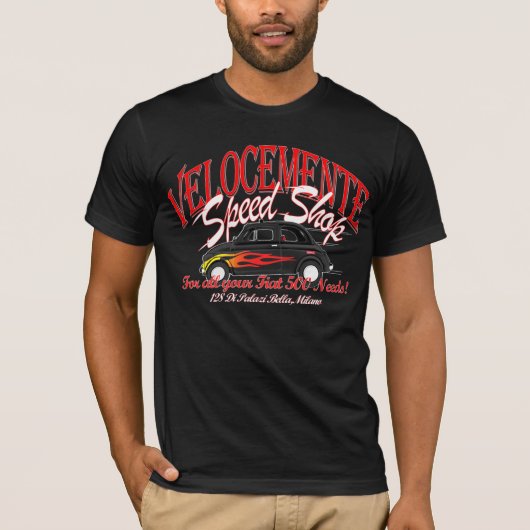 Fiat 500 speed shop T-shirt! T-shirt (Voorkant)