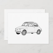Fiat 500 Topolino Black and White Pencil Tekening Briefkaart (Voorkant / Achterkant)