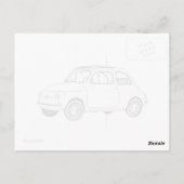 Fiat 500 Topolino Black and White Pencil Tekening Briefkaart (Achterkant)
