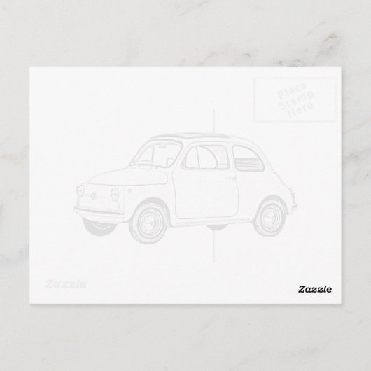 Fiat 500 Topolino Black and White Pencil Tekening Briefkaart (Achterkant)