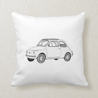 Fiat 500 Topolino Black and White Pencil Tekening Kussen