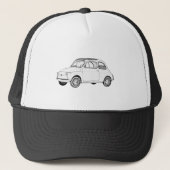 Fiat 500 Topolino Black en White Pencil Schets Trucker Pet (Voorkant)