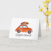 Fiat 500 verjaardags kaart (Gele Bloem)