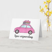 Fiat 500 verjaardags kaart (Gele Bloem)